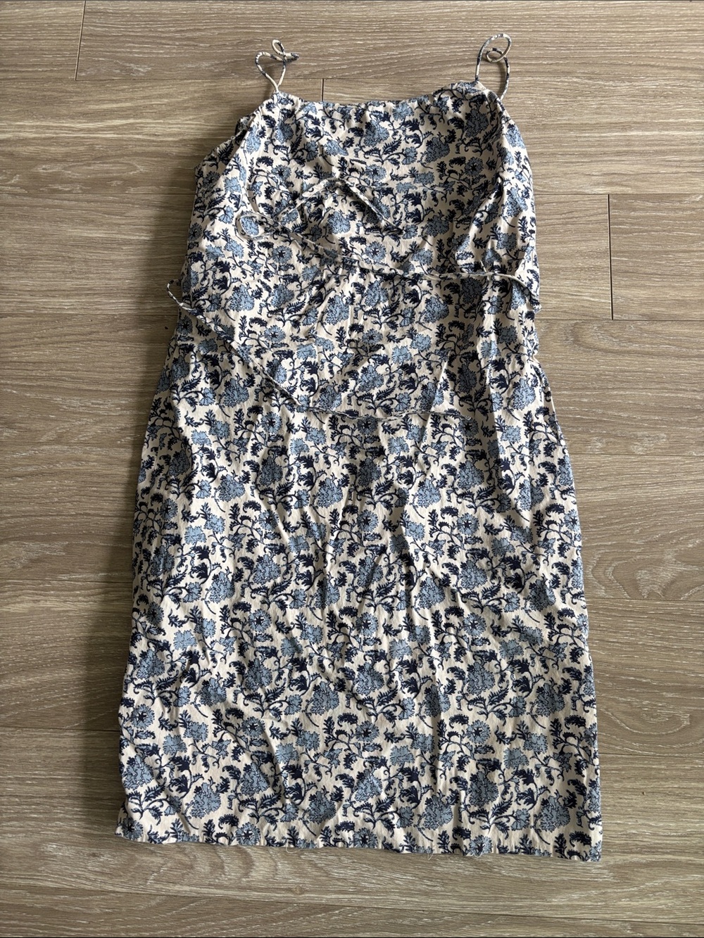 Ann Taylor Blue Floral Spaghetti Strap Mini Dress